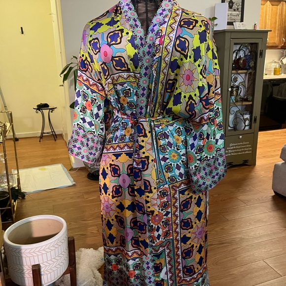 Zara Other - Zara Multicolor Floral Patchwork Satin Robe
